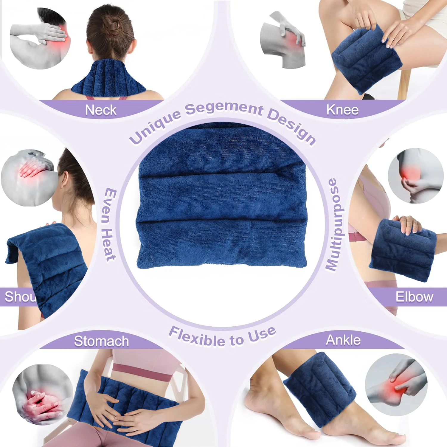 Microwave Heating Pad Moist Heating Pads for Cramps, Muscle Ache, Joints, Neck, Shoulder Filled With Flaxseed And Lavender