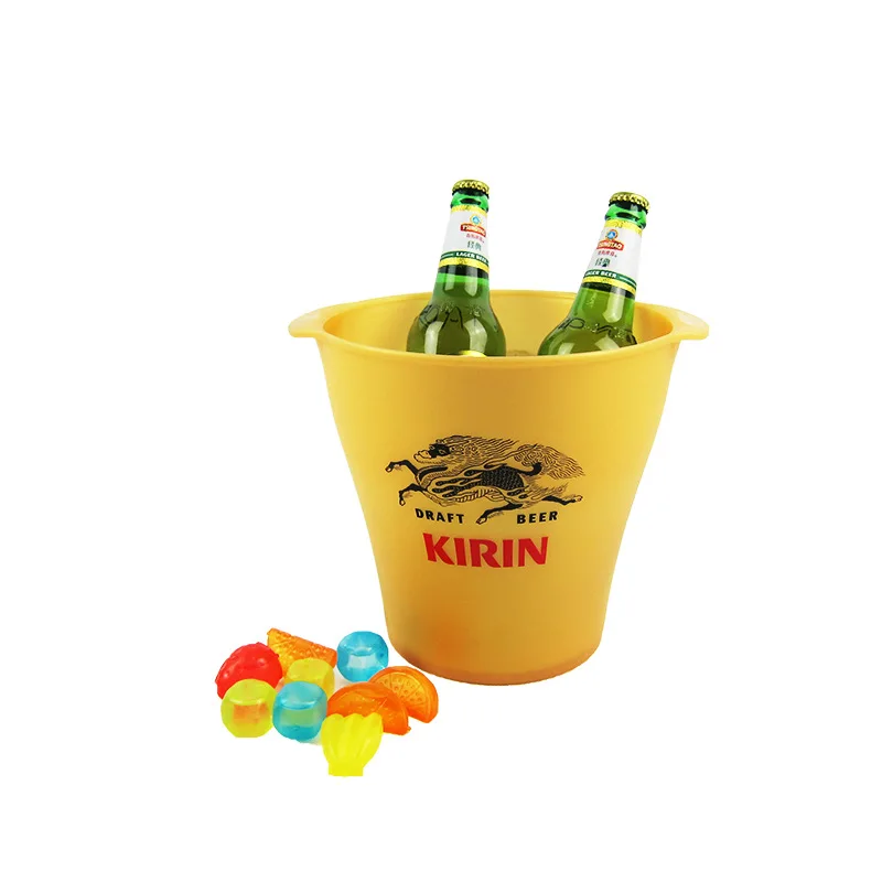 Customized Logo Bar Champagne Wine Small pink Ice Bucket Plastic Beer Buckets for San Miguel Michelob Amstel