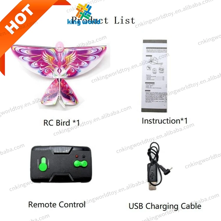 KW RC E-Bird 2.4G 2CH Remote Control Toy Flying Bird Factory Wing Indoor RC Airplane RC E-Bird Toys
