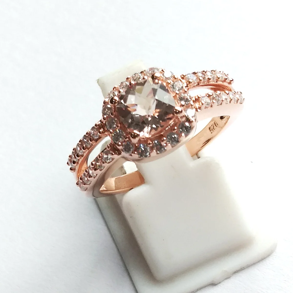 Amazing  Morganite  (Pink Diamond)  Gemstone  Rings  925  Sterling  Silver  Rose  Gold  Rings  Jewelry  for  Party