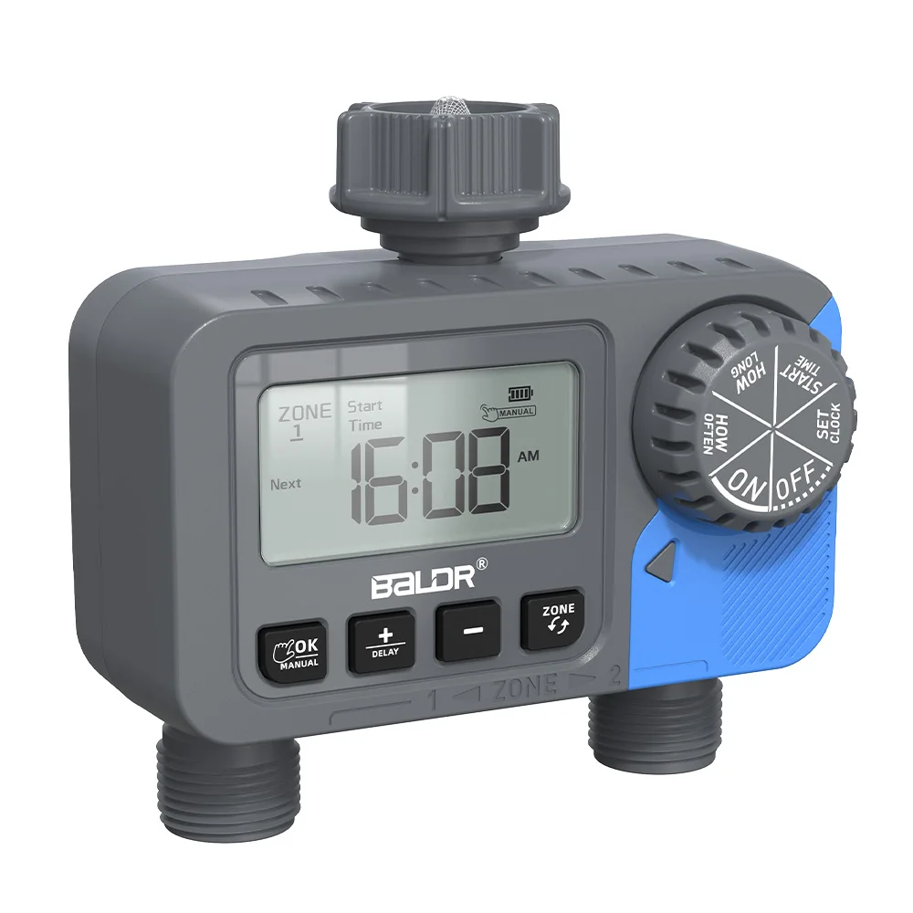 Sprinkler Timer 2 Zone, Programmable Water Hose Timer 2 Outlet for Garden, Automatic Irrigation Timer IP54