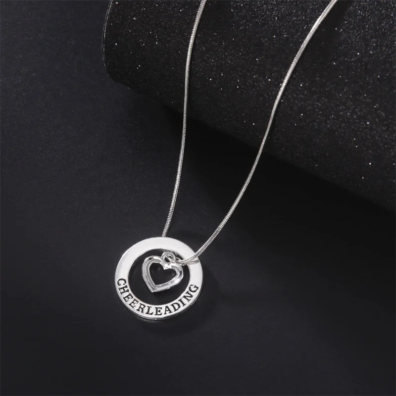 Love Cheerleading Charm Pendant Cheer Cheerleader Stainless Steel Necklace Gifts Jewelry for Girls Teens Women