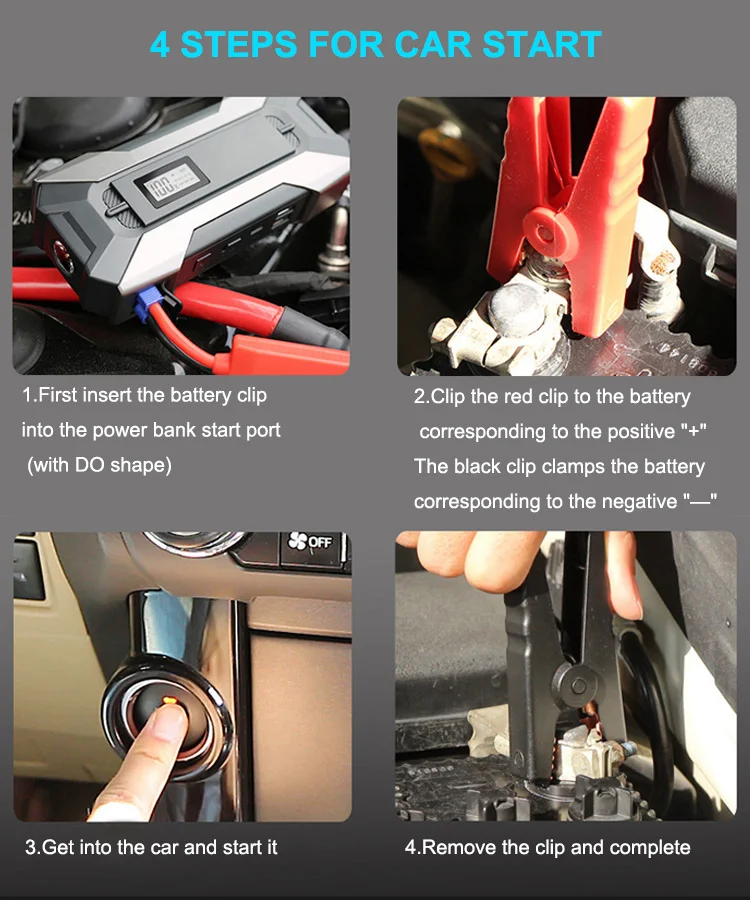 Auto emergency power supply 10000mah car starter booster 12v jump starter portable for vehicle