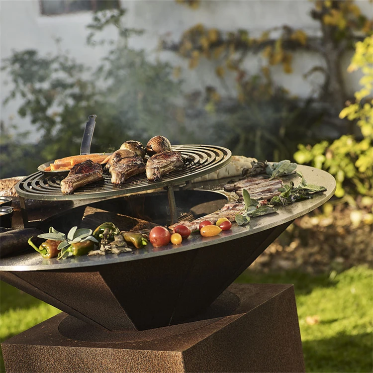 outdoor firepit table BBQ corten steel charcoal bbq factory brazero bbq