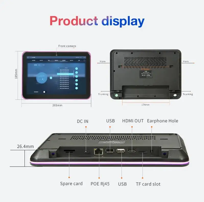 10.1 Inch Wall Mounted Lcd Touch Screen Poe Power Led Light NFC Booking System Conference Android Meeting Room Tablet