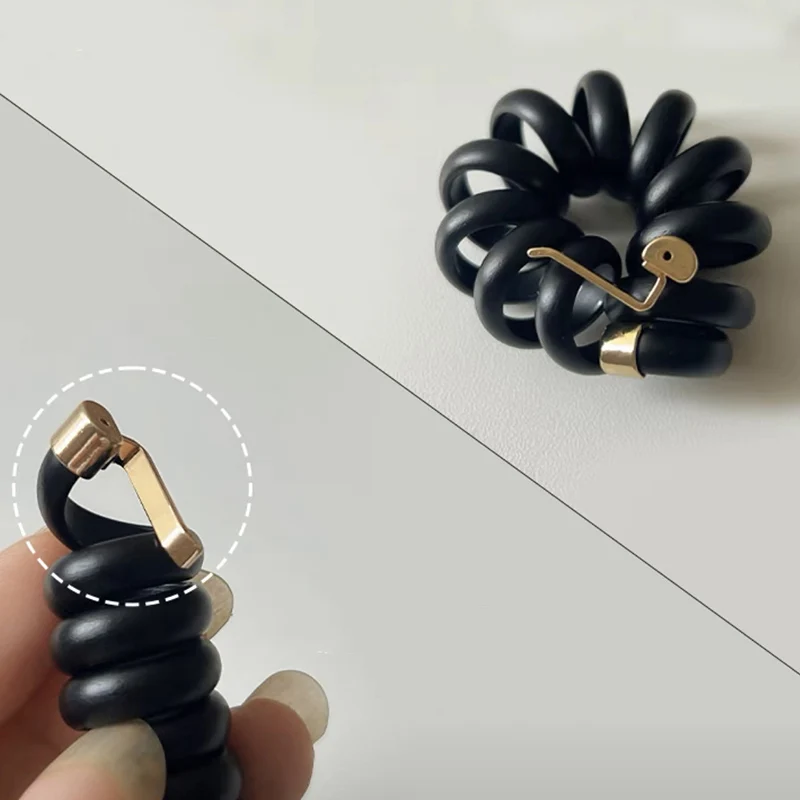 7cm Elastic Telephone Wire Cords Hair Bands With Metal Hooks Japanese Weaving Ponytail Artifact Tools Girl Hair Tie Bun-Head Hol