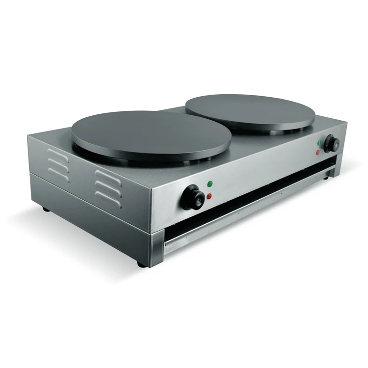 Commercial Electric Stainless Steel Double Plates   Tortilla Pancake Maker Mini Crepe Maker Pancake Machine