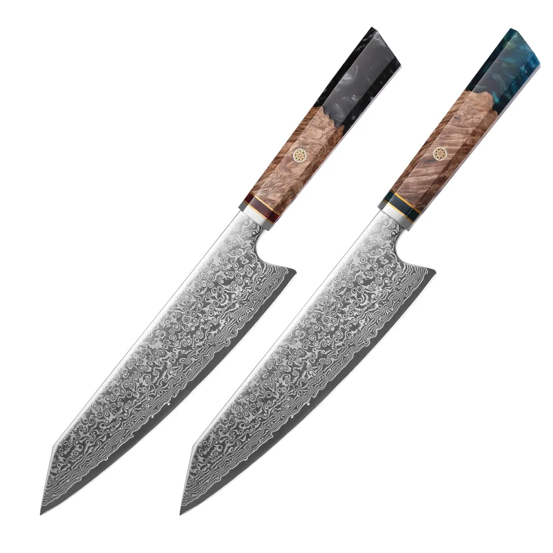 Professional New Arrivals Universal sharp Durable Handmade Design 2 Pcs Damascus Steel Core Kitchen Knife Tool Chef Knives Set