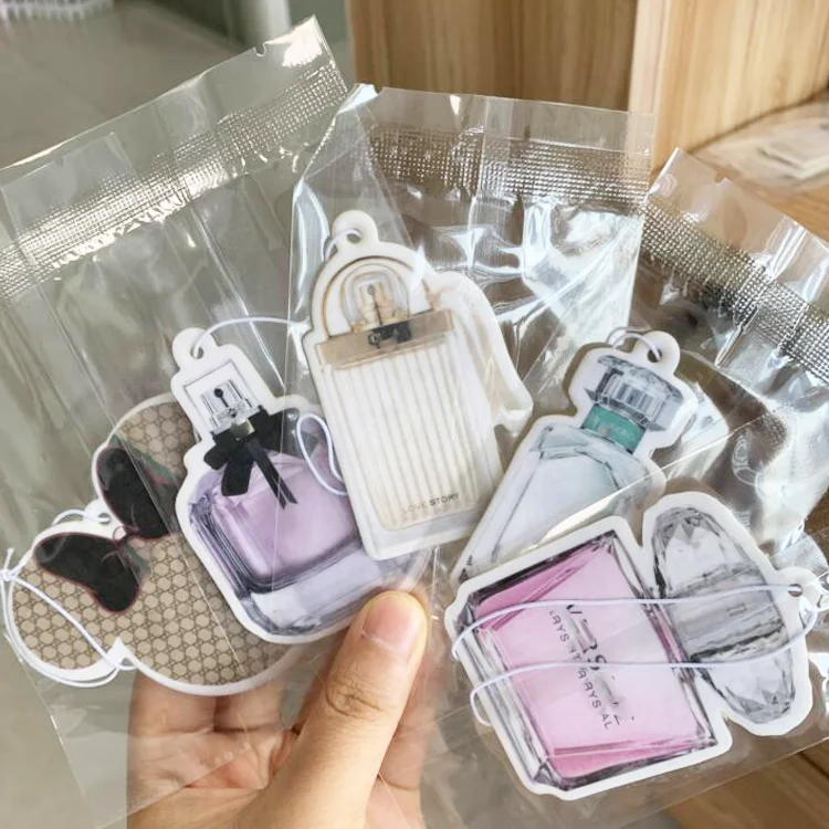 Low minimum perfume bottle air fresheners wholesale paper car perfume make your own logo air freshener for custom
