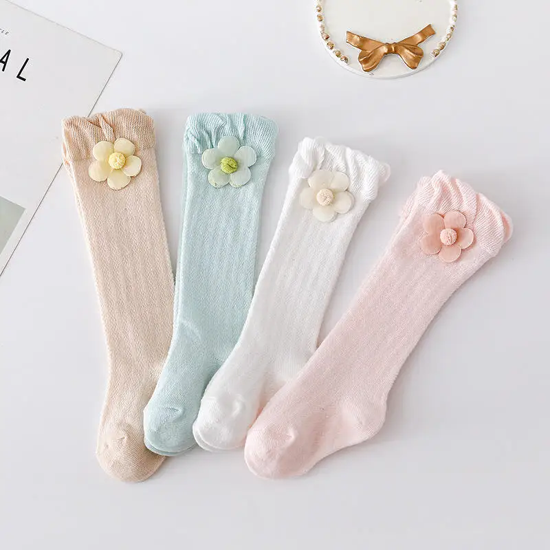 Baby Toddlers Socks Summer Children Girls Knee High Long Sock Cotton Big Bow Spanish Style Kids Floor Socks