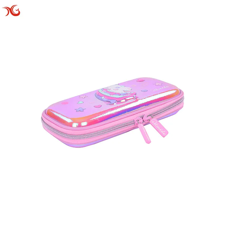 Custom multi function flexible unicorn EVA stationary pouch kids school cute pencil case