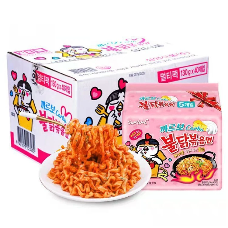 Asian Style Wholesale Hot Chicken Korean Noodles Hot and Spicy Creamy Noodles Stir Fry Instant Noodle