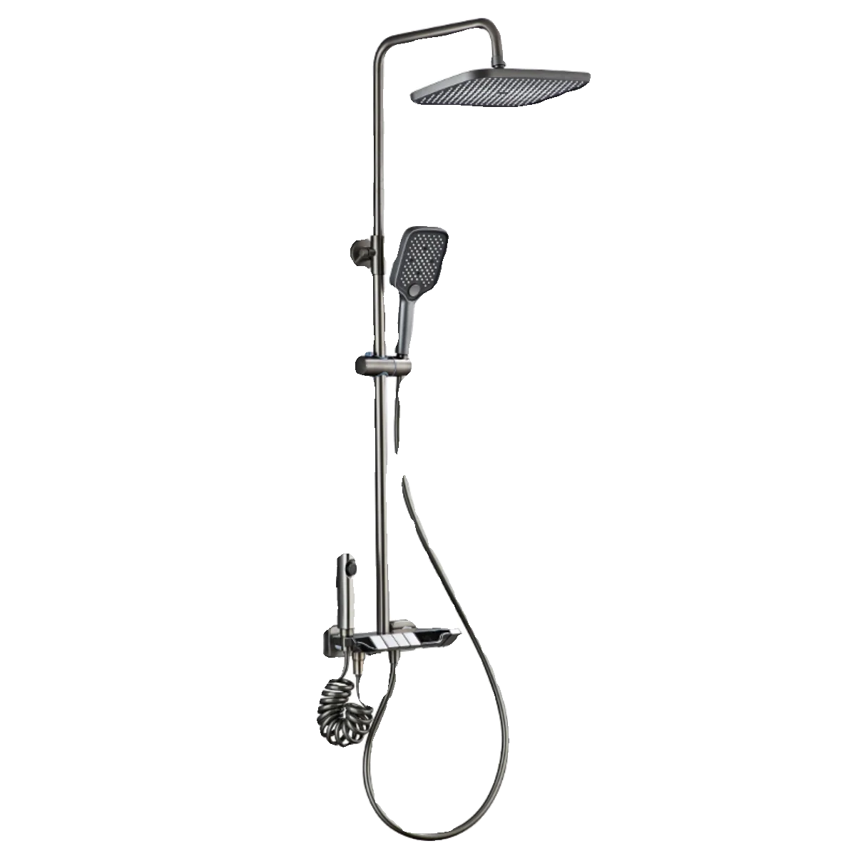 2024 New Atmosphere Lamp Shower System Piano Key Bathtub Waterfall Faucet Sets Bathroom Temperature White Brass Rain Shower Set