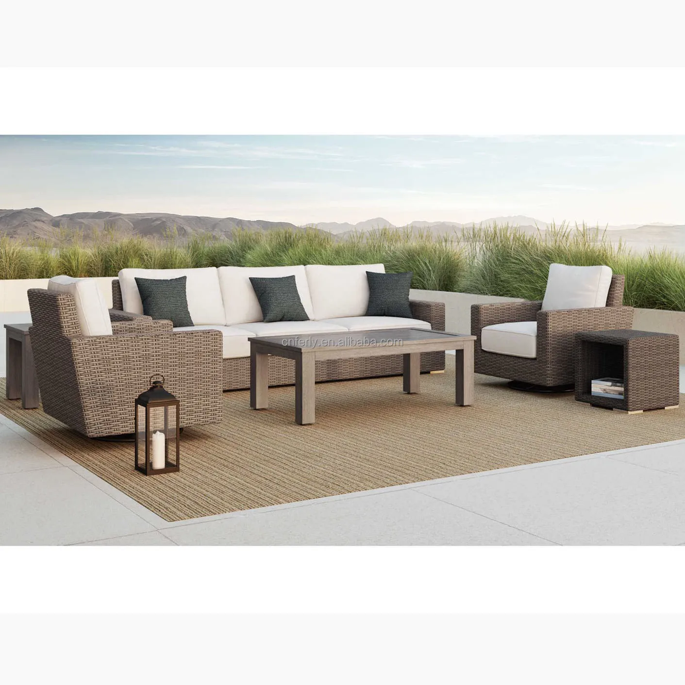 Modern all weather outdoor rattan furniture  garden sofas patio outdoor wicker patio cube set garden set