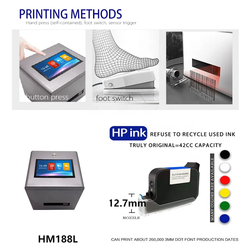 12.7mm Portable easy ink jet printer free jet expire date printing machine free hand jet printer for box bottle Cosmetic tube