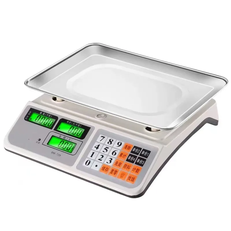 LCD Display White Color Heavy Duty Body 420g Stainless Iron Tray Plate Electric Scale 40kg Capacity High Precision Load Cell