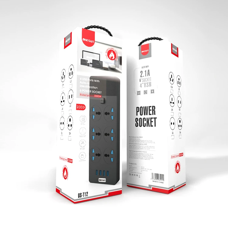 USB Power Strip 6 way extension socket power extension cord with surge protector  GSM Power Socket