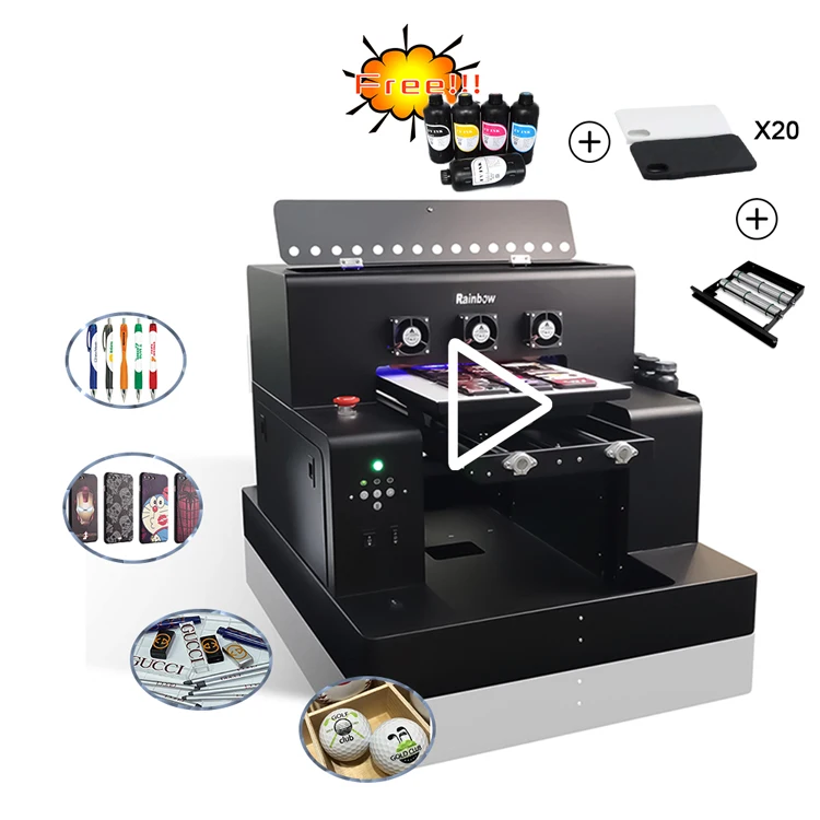 Economic 3250 Flatbed UV LED Printer For Mobile Phone cases A4 Digital Printer Made In China