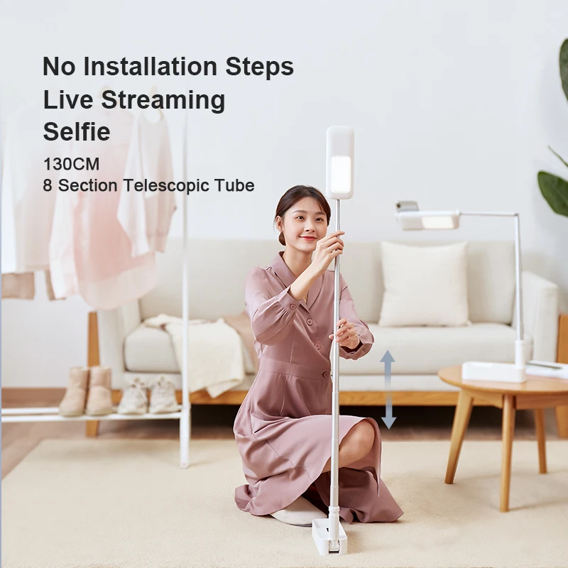 Portable Phone Holder Stand With Wireless Dimmable LED Selfie Fill Light Lamp For Live Video Fill Light Retractable Phone Stand