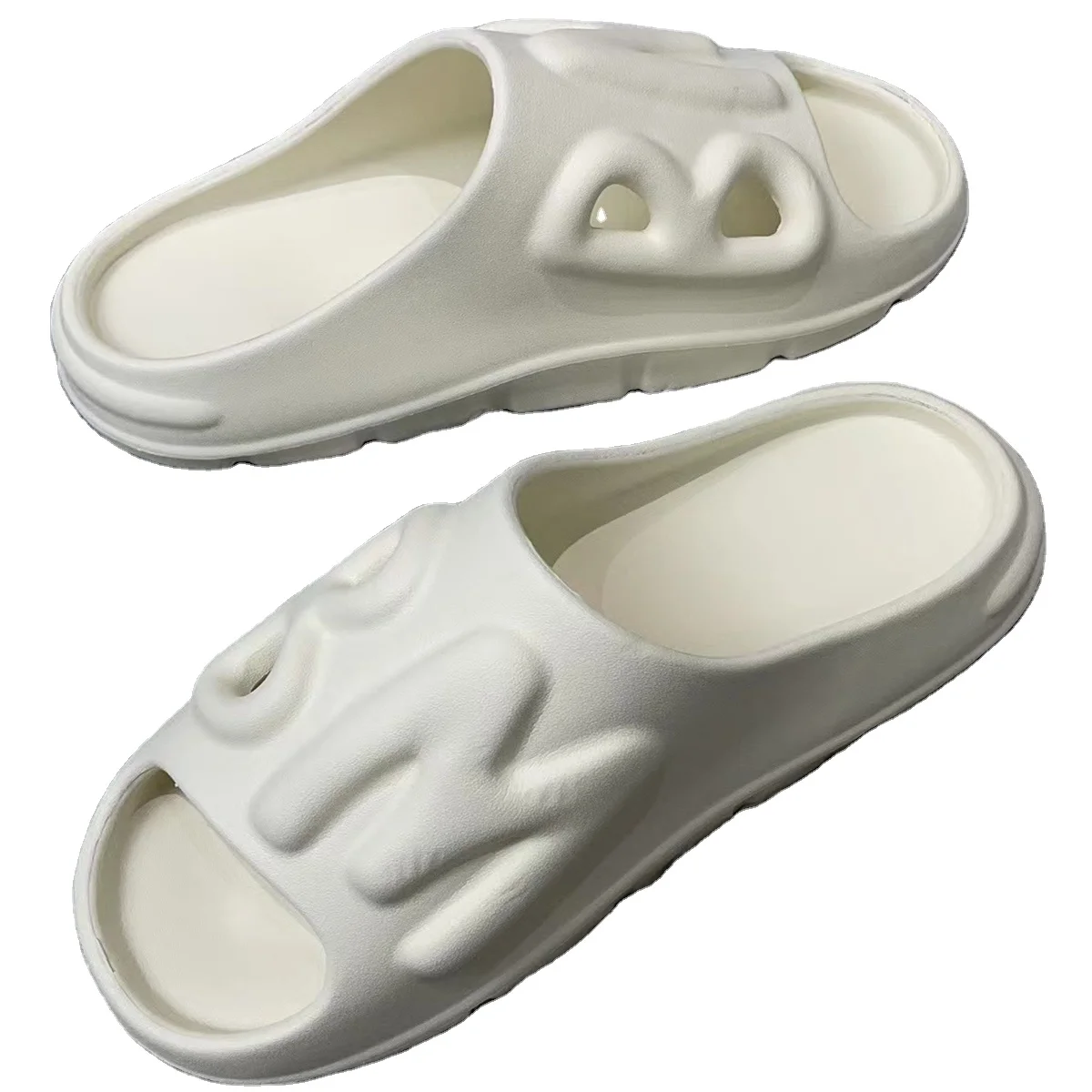 Wholesale Smile Face Pattern three belt Slippers Women Winter Indoor Flat Warm Happy Face House Slides Cute Smile Slippers