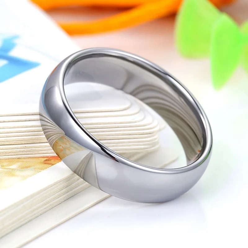 Cheap Silver Color 6mm Mens High Polish Tungsten Carbide Wedding Ring Simple Elegant