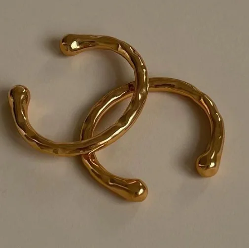 Aretas Personalized Jewelry 18k Gold Stainless Steel Fashionable Hammered Stacked Bracelet Wholesale Textured Bangle Cuff