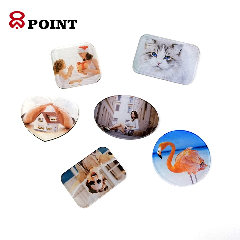 Different shapes sublimation Acrylic magnet Clear fridge magnetic sticker blank Refrigerator sticker