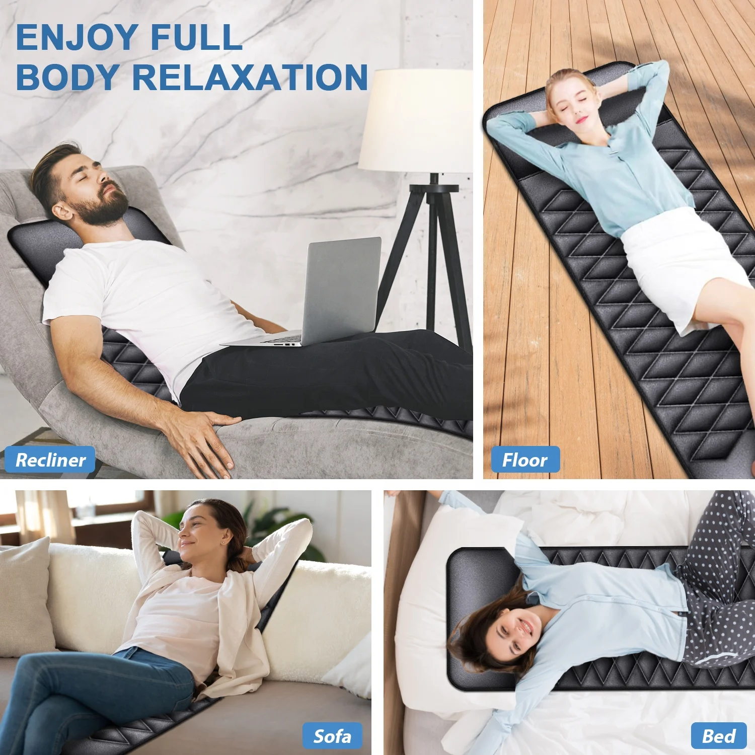 2024 Hot New Products Portable Folding Massage Mattress Full Body Fixed Point Massage Adjustable airbag heated massage mattress