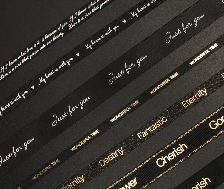 Factory High Quality Gilded  Ribbon Pure Colors Double Faced Softly Smooth Customized Printed Logo Ribbon Satin Tape