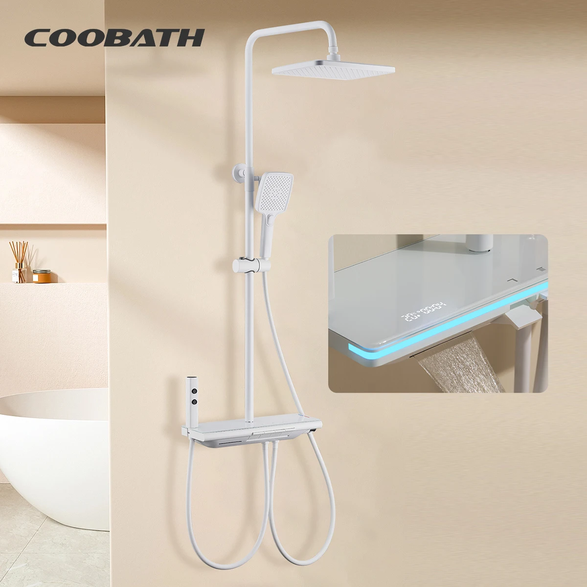 Wholesale Manufacturer Bathroom Knob Switch Shower Handheld Thermostatic Shower Faucet Set With Storage Rack