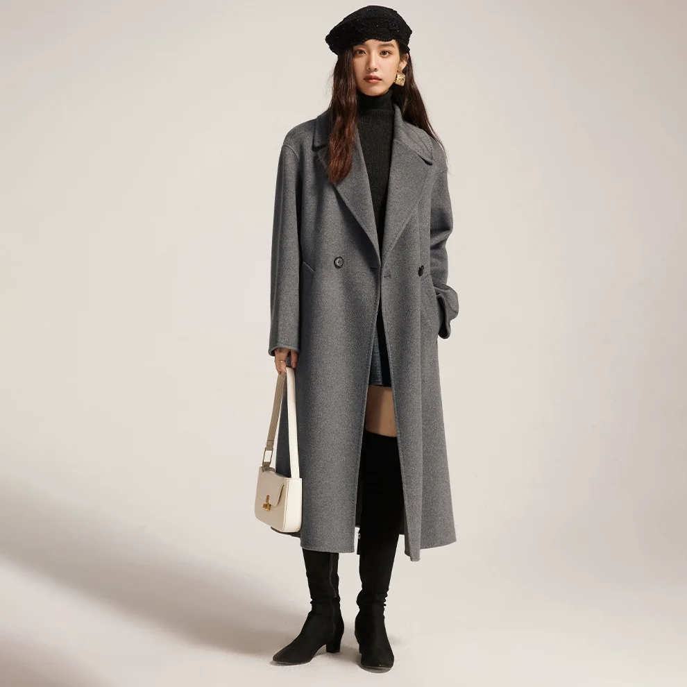 Новинка трендовые элегантные однотонные шерстяные ткани модное Стильное классическое деловое шерстяное пальто