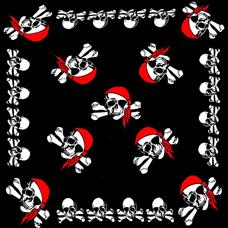 High Quality Hip-Hop Skull Bandana 100% Cotton Halloween Ghost Logo Print Square Scarves Street Dance Dress Up Headscarves