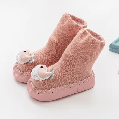 New arrival cartoon doll knit cute animal slipper toddler socks with leather sole kids anti slip baby shoe socks