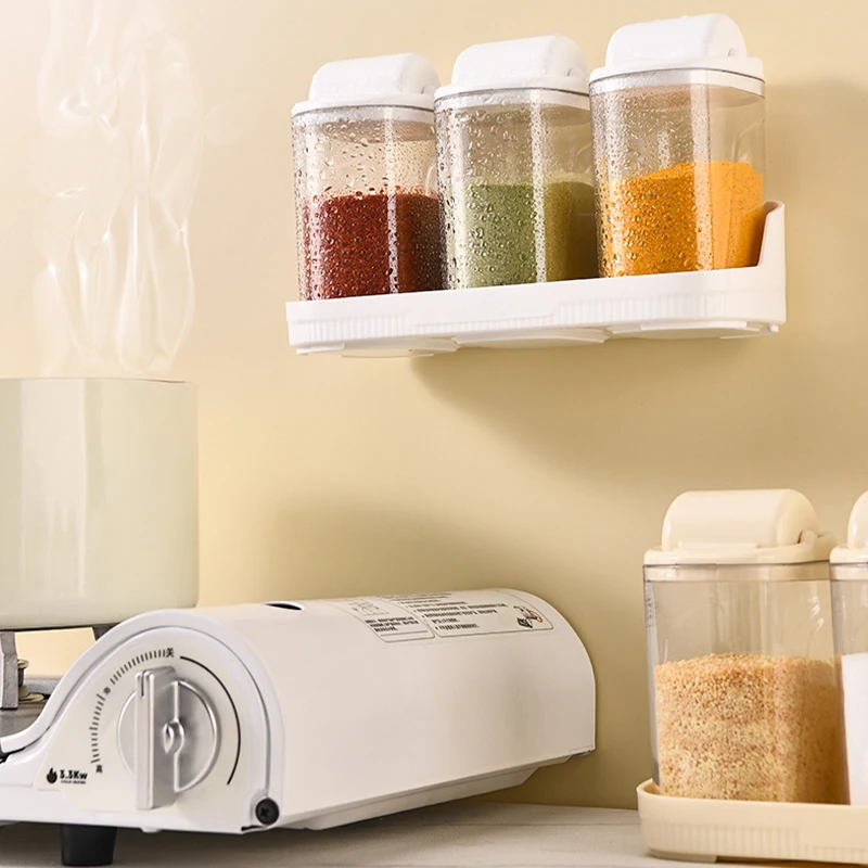 Wannuo Kitchen Square Spice Jar Set Canisters Salt Pepper Bottle Plastic PET Spice Jar Unbreakable Container  for Spice Holder