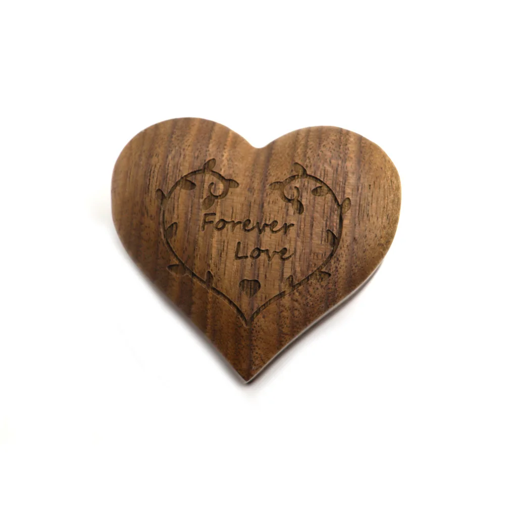Custom Love Heart Shaped Ring Wooden Box Jewelry Display Walnut Wood Case Anniversary Romantic Sweet Storage Box With Logo