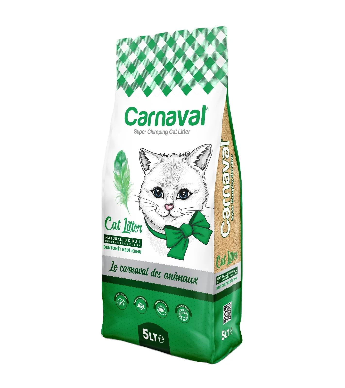 Super Clumping Unscented Cat Litter For Pet Cat 5 Lt 0,6-2,25 Mm