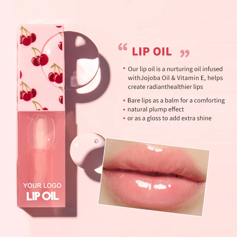 Custom Vegan Smoother Softer Lips Shea Butter Nourishing Cherry Lip Scrub Lip Oil Set