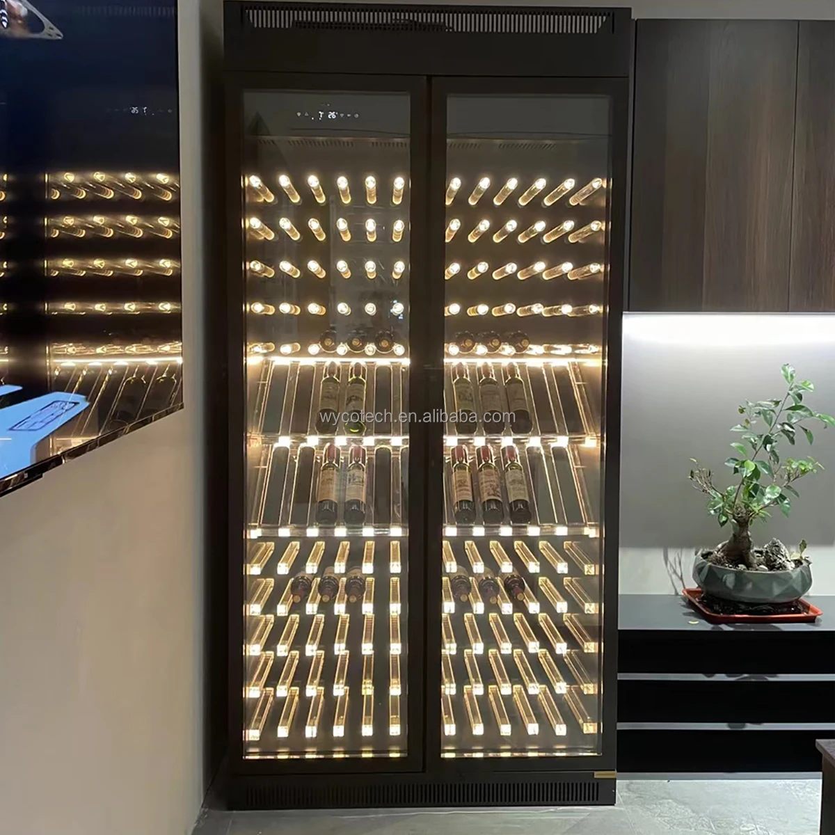 Free Standing Built in Wine Cooler Cellar Factory Direct Pricing Commercial Wine Fridge Glass Door Modern Wine Display Cabinet