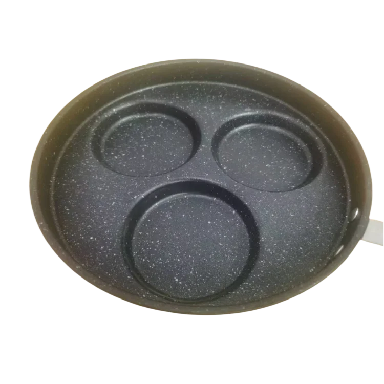 Hot Sell Fried Eggs Stainless Steel Insulated Handle Maifan Stone Material Three-Hole Frying Pan