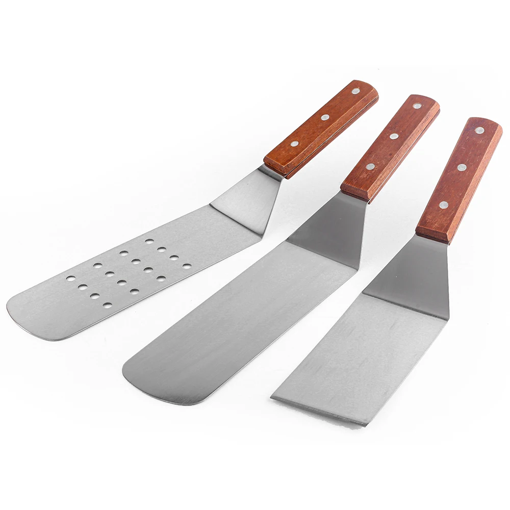 Кухонная антипригарная лопатка из нержавеющей стали Teppanyaki для приготовления пищи деревянные ручки пирога пиццы жарки