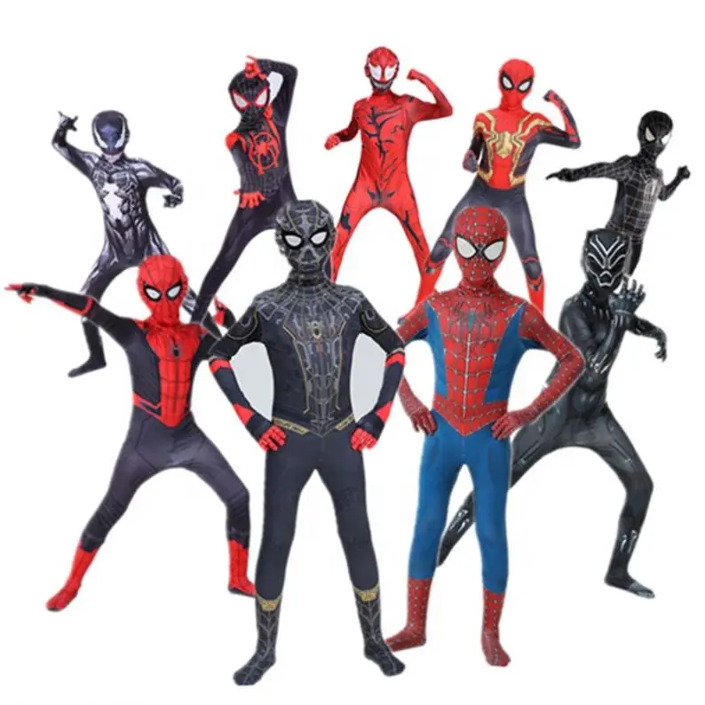 Superhero Black Zentai Suit for Halloween TV&Movie Cosplay Black Spider Man Costume for Kids&Adults