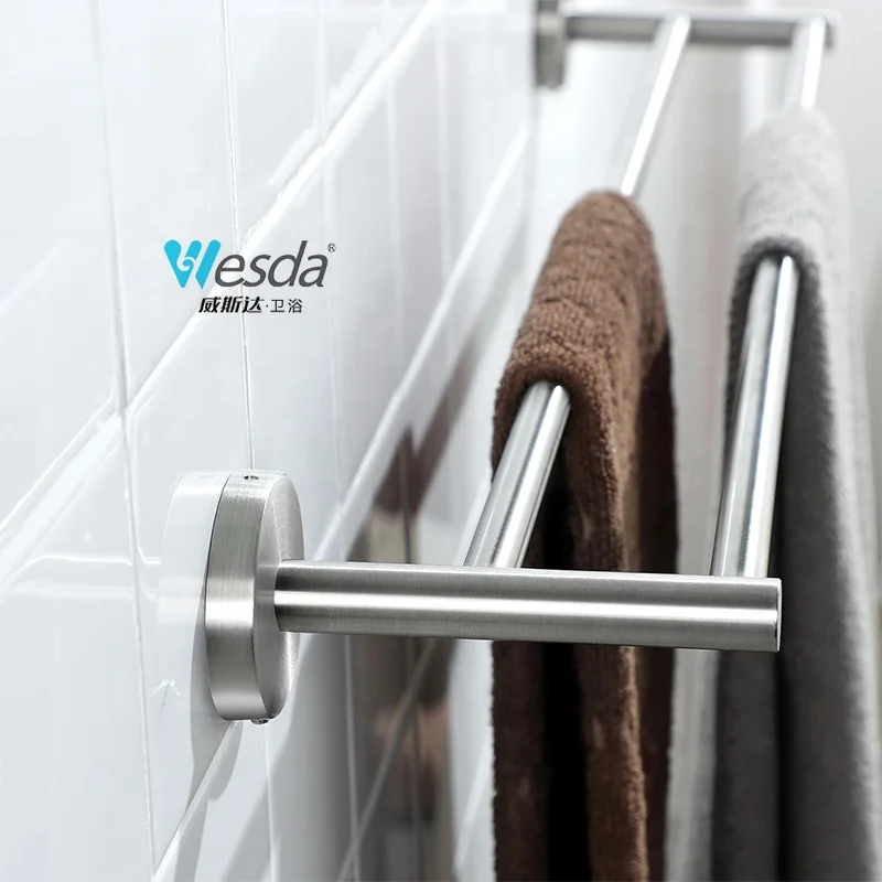WESDA Bathroom 24-Inch Towel Hanger Rods Custom SUS304 Stainless Steel Wall Mounted Double Towel Bars for Sale