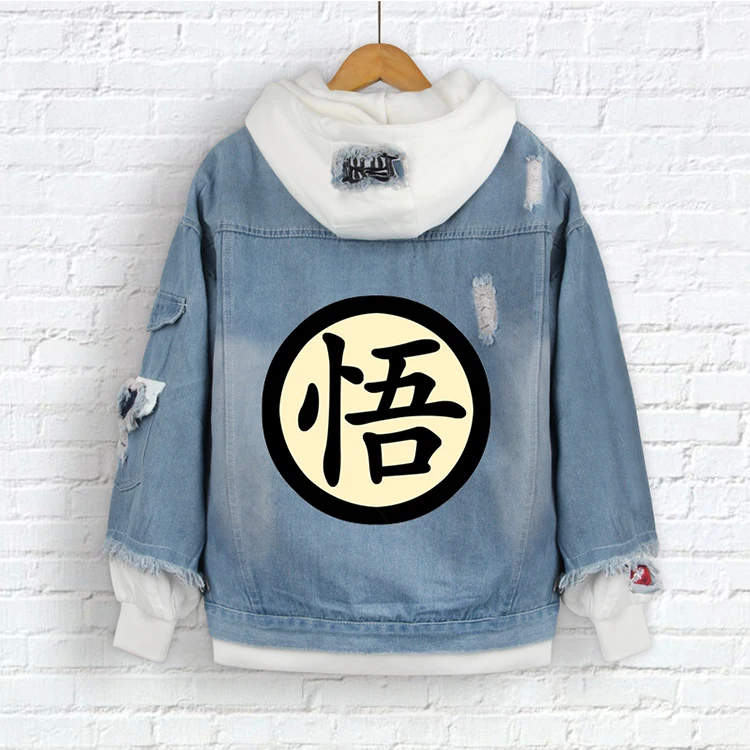 
Anime Son Goku blue denim coat men wholesale custom cartoon character printed denim clothes dragon ball clothes 