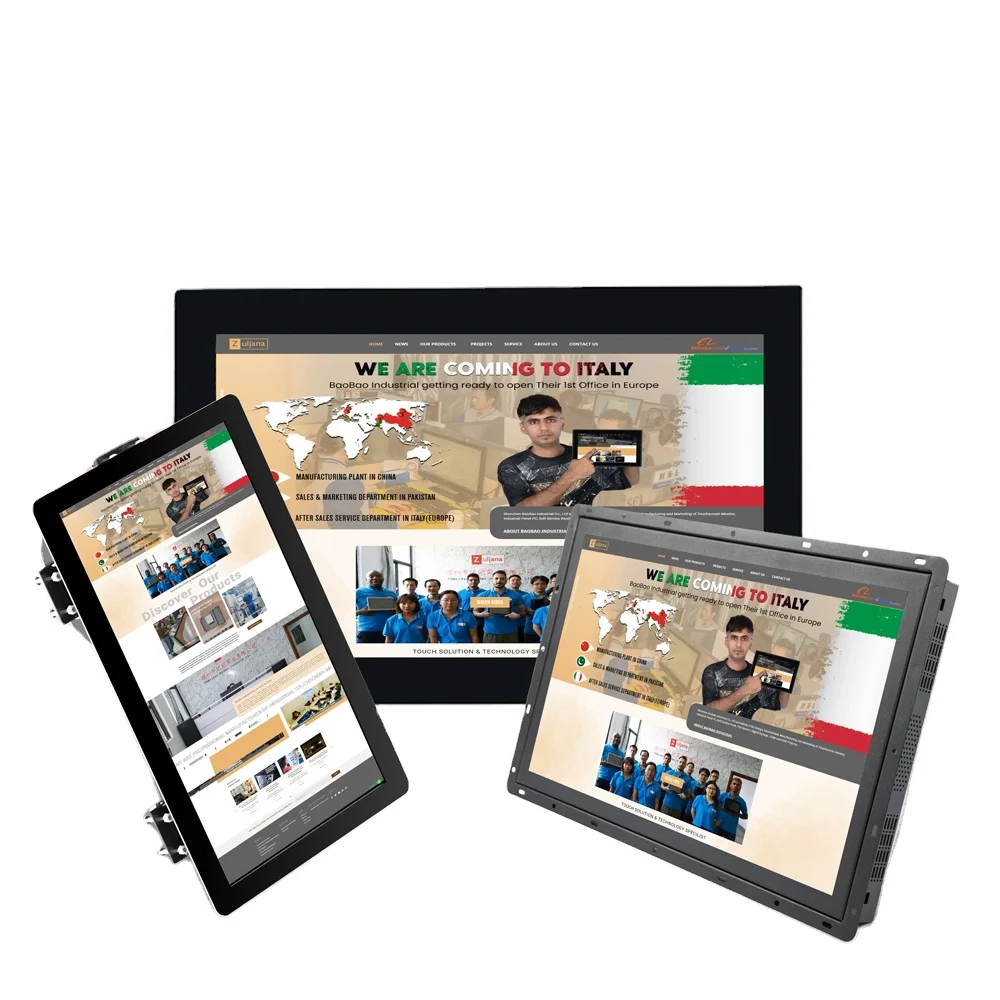 Промышленный емкостный сенсорный экран hd-mi с открытой рамой и высокой яркостью 21,5 дюйма