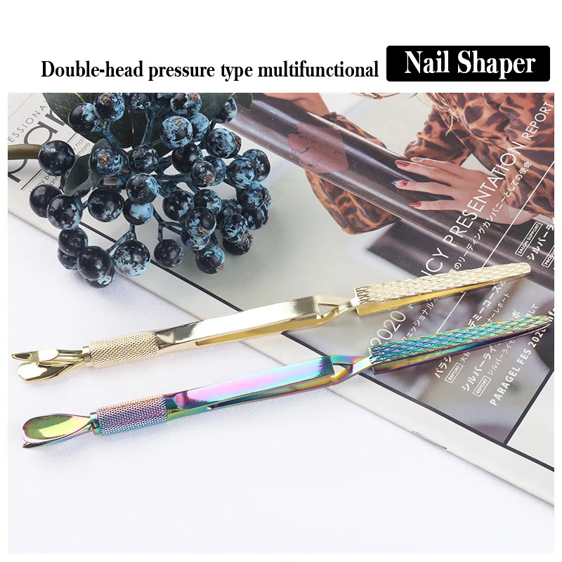 Nail Art Double-Headed Plastic Clip Crystal Nail Shaping Tweezers Stainless Steel Nail Polish Remover Glue To Push Dead Skin