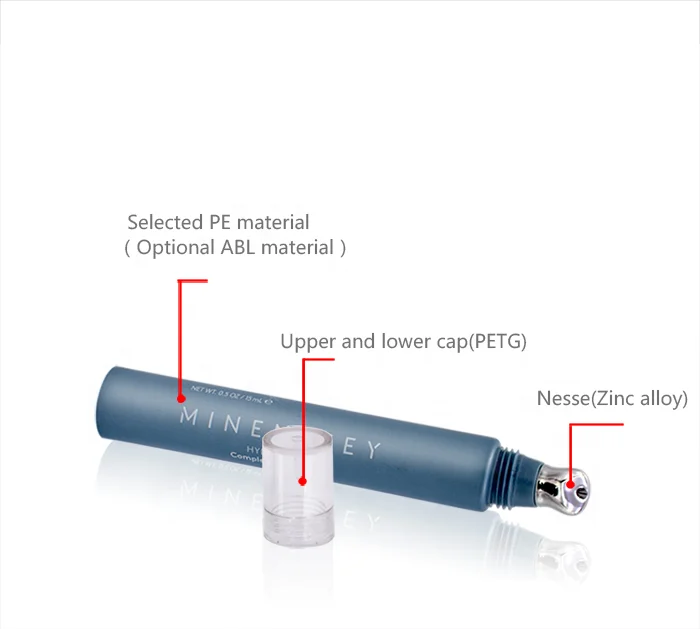 
19 diamater zinc alloy cover Plastic cosmetic packaging tube for eye cream and Essence 