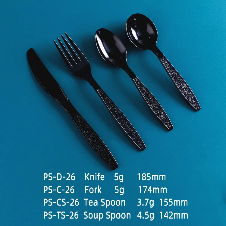 High Quality Individually Wrapped Cutlery Black Plastic Disposable Plastic Spoon 3g Plastic Spoons Disposable