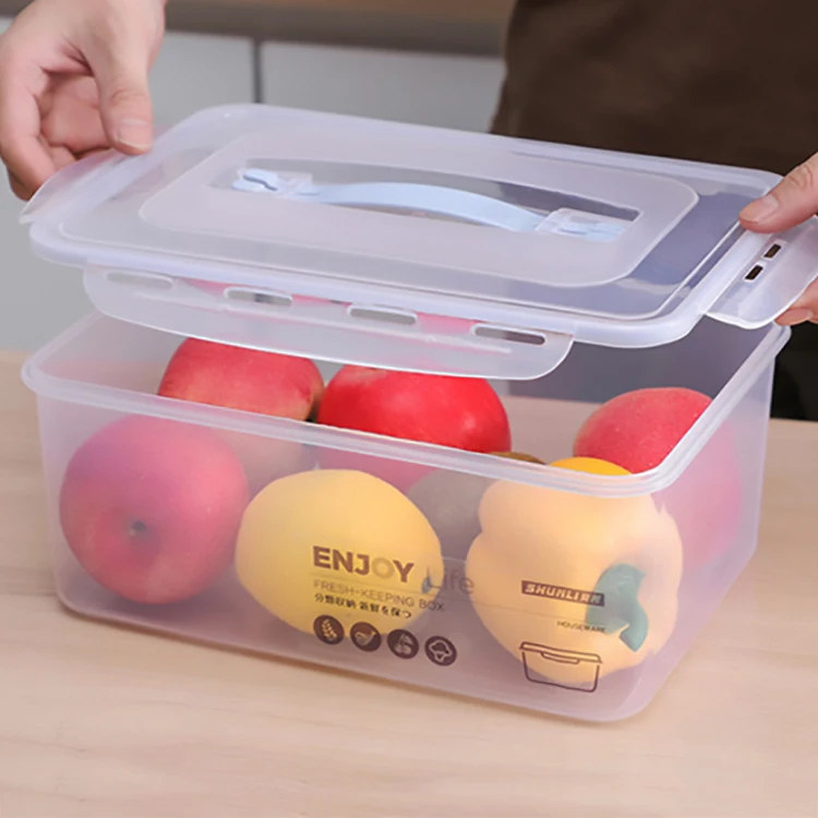 Large capacity airtight stackable 4 pcs transparent seal box set PP plastic food container with handle