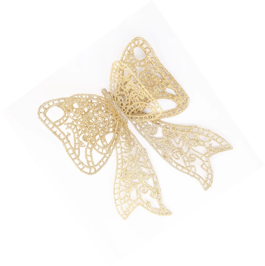 Beautifully Christmas tree pendant golden craft butterfly bow tie holiday party silver powder decorations for wholesale