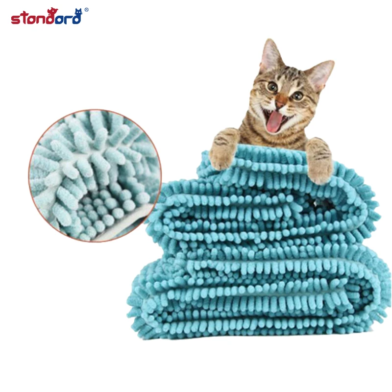 
Textile Manufacturer Supply Chenille pet towel easy to carry dry fast Print Bath towel with customized logo 